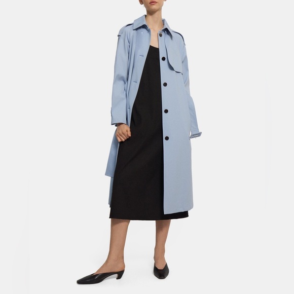 NWT $695 Theory Belted Trench Coat in Blue - Picture 6 of 8